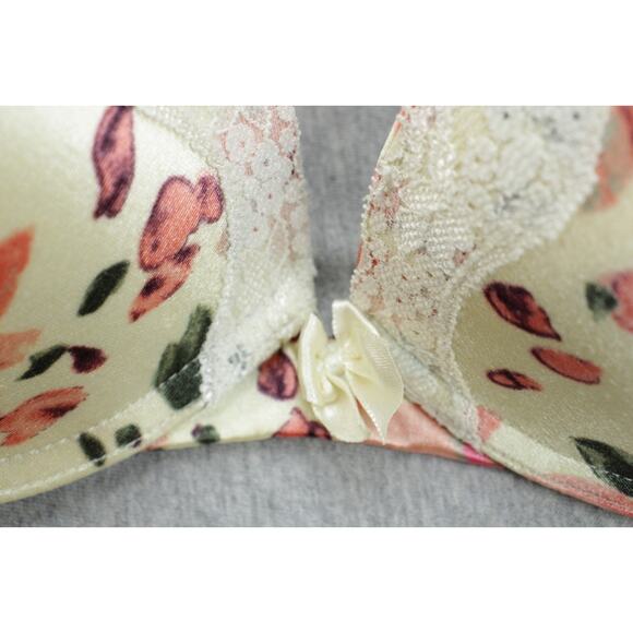 Ambrielle Bra 34C Push Up Padded Underwire Strap Floral Satin Lace - Picture 4 of 10